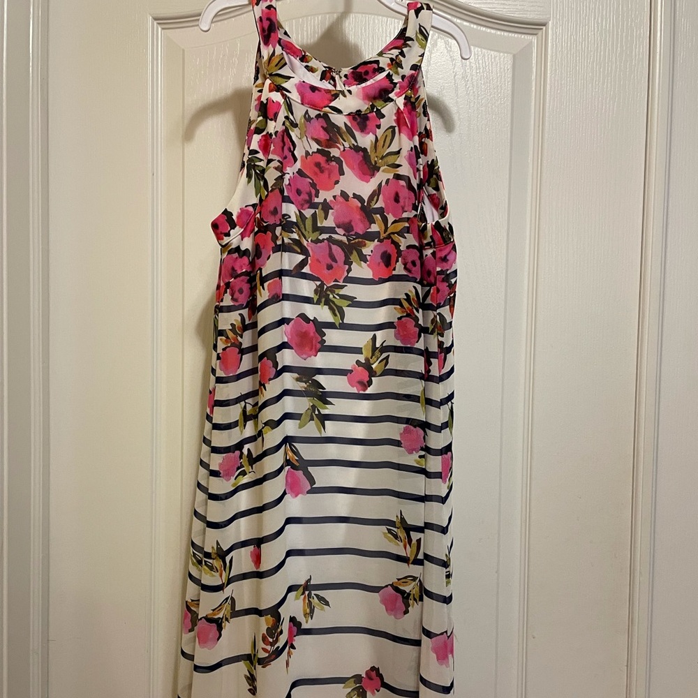 Betsey Johnson High Neck Striped and Floral Dress